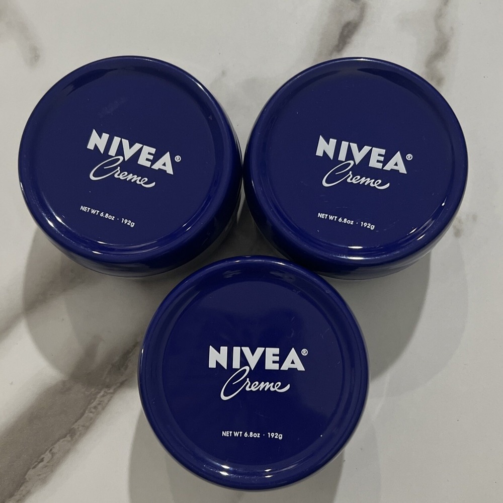 Lot of 3 Nivea Creme Body Face and Hand Moisturizing Cream 6.8oz Jars 192g Each